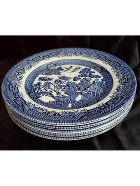 Churchill Staffordshire Blue Willow 8" Plate,$10 Each